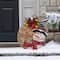 Glitzhome® 30" Lighted Round Wooden Snowman Porch Décor with Timer